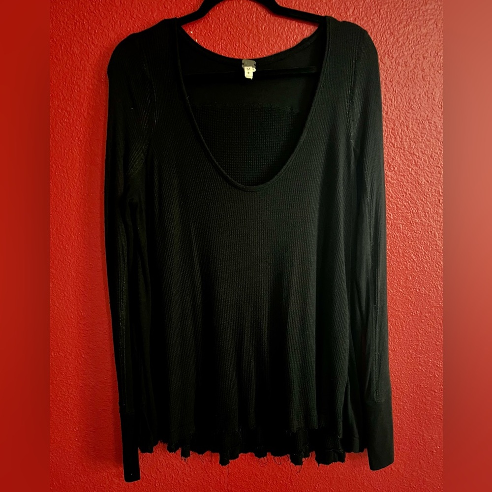 Free People Black Ruffled Tunic Blouse - Picture 5 of 14